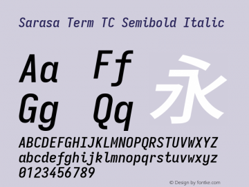 Sarasa Term TC Semibold Italic  Font Sample