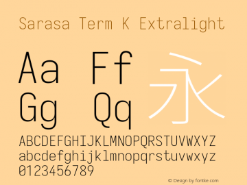 Sarasa Term K Xlight Version 0.31.1; ttfautohint (v1.8.3) Font Sample