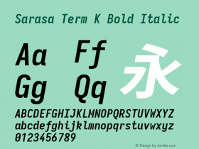 Sarasa Term K Bold Italic Version 0.31.1; ttfautohint (v1.8.3) Font Sample