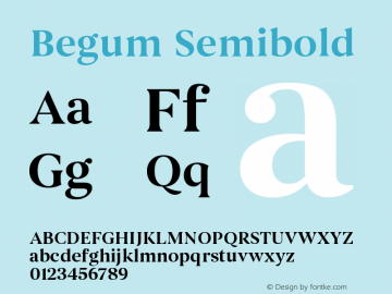 Begum-Semibold Version 1.000;PS 001.000;hotconv 1.0.88;makeotf.lib2.5.64775 Font Sample