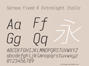 Sarasa Fixed K Xlight Italic Version 0.31.1; ttfautohint (v1.8.3)图片样张
