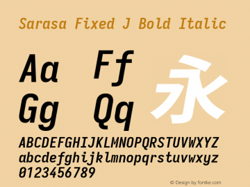 Sarasa Fixed J Bold Italic 图片样张