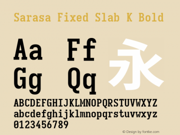 Sarasa Fixed Slab K Bold Version 0.31.1; ttfautohint (v1.8.3)图片样张