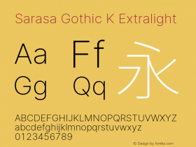 Sarasa Gothic K Xlight Version 0.31.0; ttfautohint (v1.8.3) Font Sample