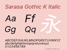 Sarasa Gothic K Italic Version 0.31.0; ttfautohint (v1.8.3) Font Sample