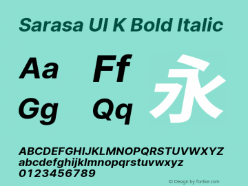 Sarasa UI K Bold Italic Version 0.31.0; ttfautohint (v1.8.3) Font Sample