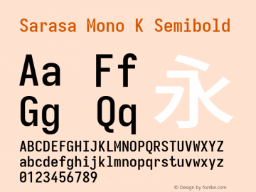 Sarasa Mono K Semibold Version 0.31.1; ttfautohint (v1.8.3) Font Sample