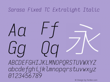 Sarasa Fixed TC Xlight Italic 图片样张