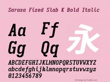 Sarasa Fixed Slab K Bold Italic Version 0.31.1; ttfautohint (v1.8.3)图片样张