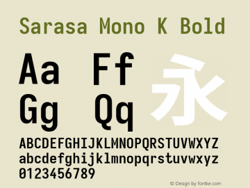 Sarasa Mono K Bold Version 0.31.1; ttfautohint (v1.8.3) Font Sample