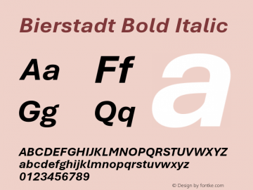 Bierstadt Bold Italic Version 0.90;O365 Font Sample