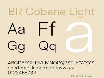 BR Cobane Light Version 1.000;hotconv 1.0.109;makeotfexe 2.5.65596 Font Sample
