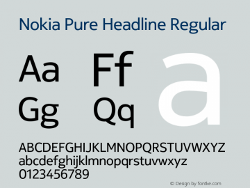 NokiaPureHeadline-Regular Version 1.170 Font Sample