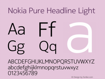 NokiaPureHeadline-Light Version 1.170 Font Sample