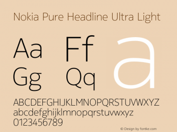 NokiaPureHeadline-UltraLight Version 1.170 Font Sample