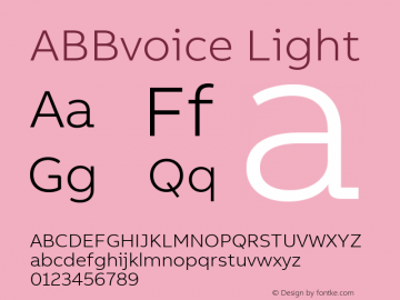 ABBvoice Light Version 2.000 Font Sample