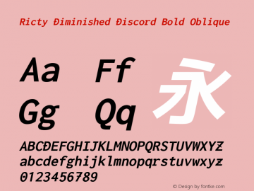 Ricty Diminished Discord Bold Oblique Version 4.1.1.20210121 Font Sample