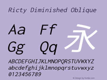 Ricty Diminished Oblique Version 4.1.1.20210121 Font Sample