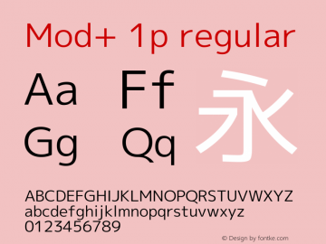 Mod+1P Regular Version 1.063a.20210501 Font Sample