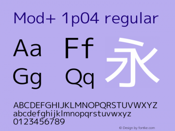 Mod+1P04 Regular Version 1.063a.20210501 Font Sample