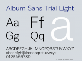 Album Sans Trial Light Version 2.003;hotconv 1.0.109;makeotfexe 2.5.65596 Font Sample