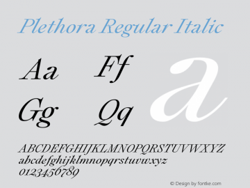 Plethora Regular Italic Version 1.000 Font Sample