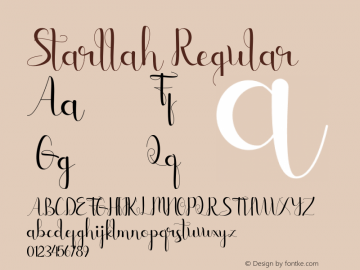 Starllah Version 1.00;March 16, 2021;FontCreator 13.0.0.2683 64-bit Font Sample