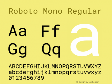 Roboto Mono Regular Version 3.000; ttfautohint (v1.8.3)图片样张