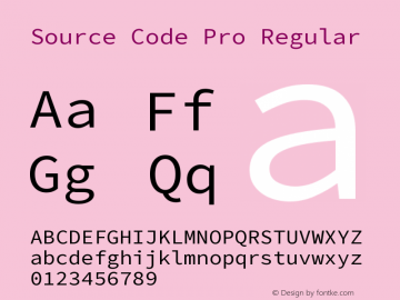 Source Code Pro Version 2.032;hotconv 1.0.115;makeotfexe 2.5.65600 Font Sample