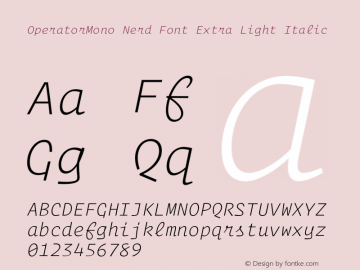 Operator Mono XLight Italic Version 1.200图片样张