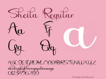 Sheila Version 1.00;December 8, 2020;FontCreator 12.0.0.2567 64-bit Font Sample