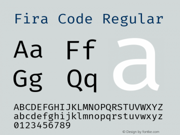 Fira Code Regular Version 4.000 Font Sample