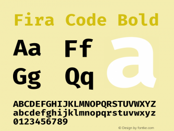 Fira Code Bold Version 4.000 Font Sample