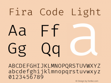 Fira Code Light Version 4.000 Font Sample