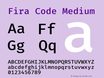 Fira Code Medium Version 4.000 Font Sample