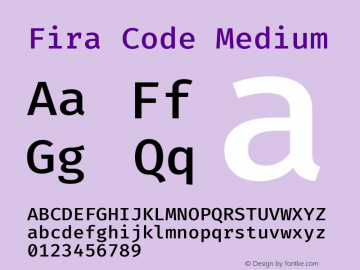 Fira Code Medium Version 4.000图片样张