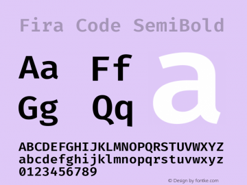 Fira Code SemiBold Version 4.000 Font Sample