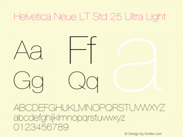 Helvetica Neue LT Std 25 Ultra Light Version 2.100;PS 005.000;hotconv 1.0.67;makeotf.lib2.5.33168 Font Sample