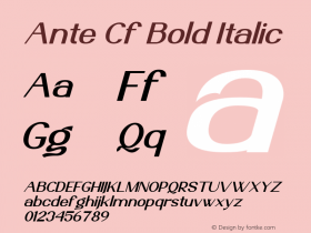 AnteCf-BoldItalic Version 1.000 Font Sample