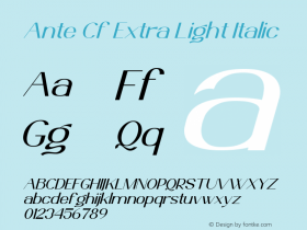 Ante Cf Extra Light Italic Version 1.000图片样张