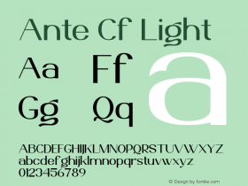 AnteCf-Light Version 1.000 Font Sample