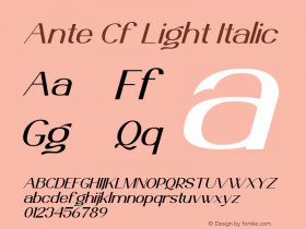 AnteCf-LightItalic Version 1.000图片样张