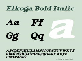 Elkoga Bold Italic Version 1.000 Font Sample