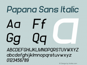 Papana Sans Italic Version 1.00;November 18, 2020;FontCreator 13.0.0.2683 64-bit图片样张