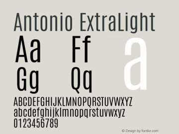 Antonio ExtraLight Version 1.002 Font Sample