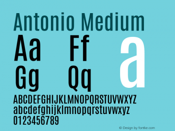 Antonio Medium Version 1.002 Font Sample