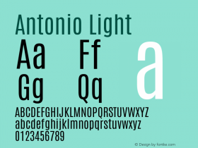 Antonio Light Version 1.002 Font Sample