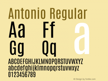 Antonio Regular Version 1.002 Font Sample