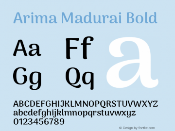 Arima Madurai Bold Version 1.020 Font Sample