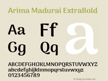 Arima Madurai ExtraBold Version 1.020 Font Sample